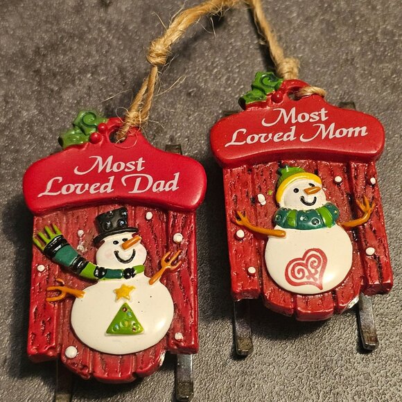Lot of 6 Family-Themed Christmas Ornaments Mom Grandma Dad Brother Daughter - Picture 3 of 11